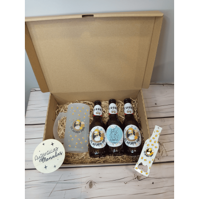 Pack Regalo Cerveza Estrella Galicia con Jarra Personalizada Homer Simpson y Abridor