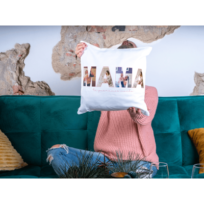 Cojín personalizado “MAMÁ” con fotos – Regalo original Día de la Madre