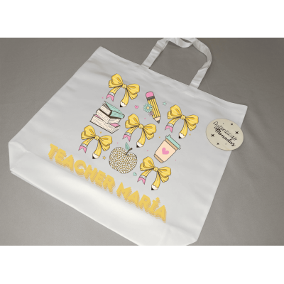 Bolso Tote Personalizado Profes – Diseño Lazos | Regalo Fin de Curso