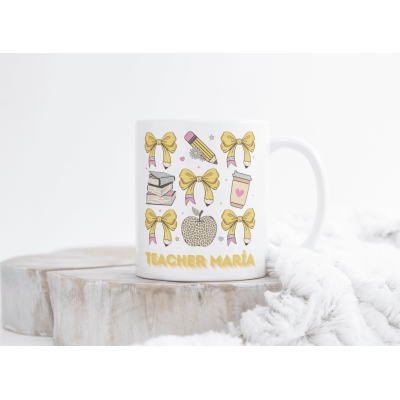 Taza Fin de Curso Personalizada para Profesores – Diseño Lazos con Nombres de los Niños