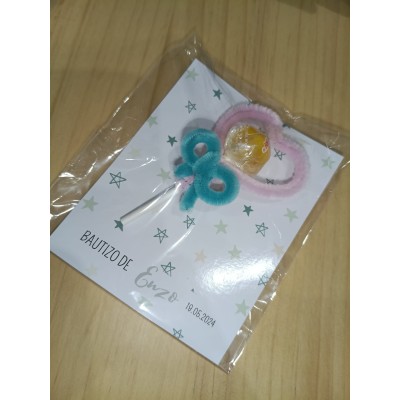 Chupachups con Corazón de Limpia Pipas Hecho a Mano Personalizados – Detalle Dulce para Bodas, Bautizos y Comuniones