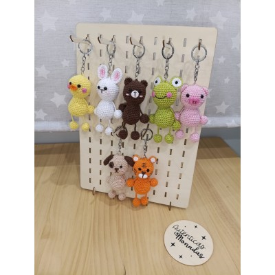 Llavero de crochet animal hecho a mano – Ranita, perro, oso, tigre, gato o cerdito