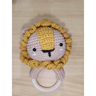 Mordedor Sonajero León de Crochet Hecho a Mano – Ideal para Bebés