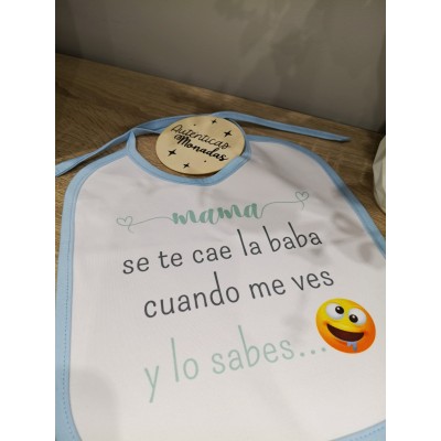 Babero bebé niño personalizado – “Mamá/Papá/Abuelo… se te cae la baba y lo sabes” | Regalo divertido para familia