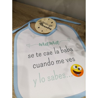 Babero bebé niño personalizado – “Mamá/Papá/Abuelo… se te cae la baba y lo sabes” | Regalo divertido para familia