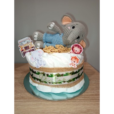 Tarta pañales dodot + elefante hecho a mano