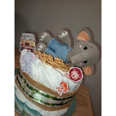 Tarta pañales dodot + elefante hecho a mano