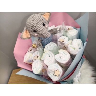 ramo de pañales unisex para baby shower/revelación de género