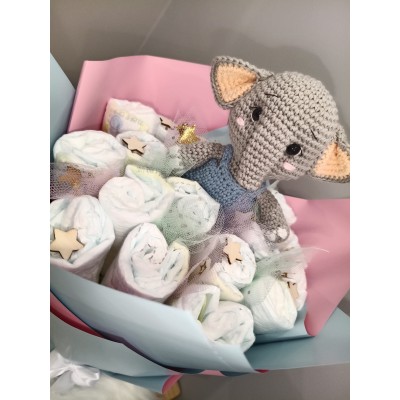 ramo de pañales unisex para baby shower/revelación de género
