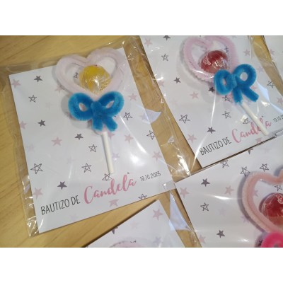 Chupachups con Corazón de Limpia Pipas Hecho a Mano Personalizados – Detalle Dulce para Bodas, Bautizos y Comuniones