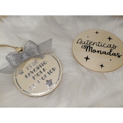 Adorno Navideño Personalizado de Madera Natural “Mi Tío o Tía Favorita es la Mejor”