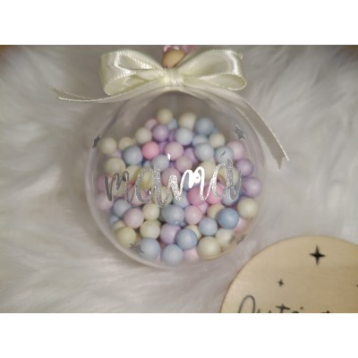 Bola Navideña Personalizada con Nombre y Relleno de Bolitas – Colores a Elegir