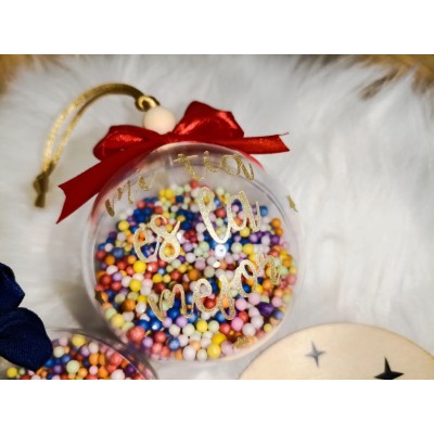 Bola Navideña Personalizada “Mi Tío o Tía es el/la Mejor” con Relleno de Bolitas de Colores