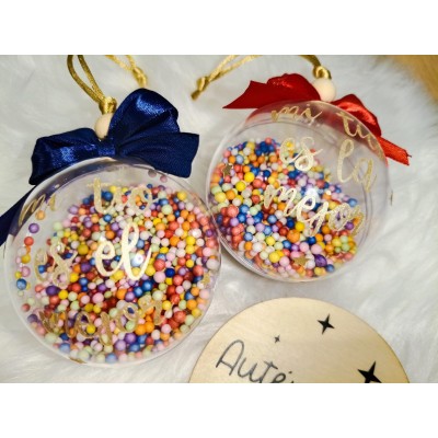 Bola Navideña Personalizada “Mi Tío o Tía es el/la Mejor” con Relleno de Bolitas de Colores