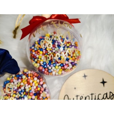 Bola Navideña Personalizada “Mi Tío o Tía es el/la Mejor” con Relleno de Bolitas de Colores