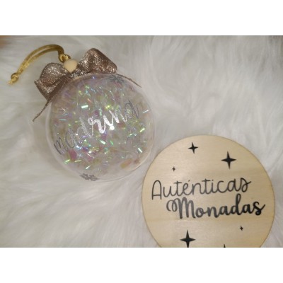 Bola Navideña Personalizada “Mi Primera Navidad” con Nombre y Lazo Dorado