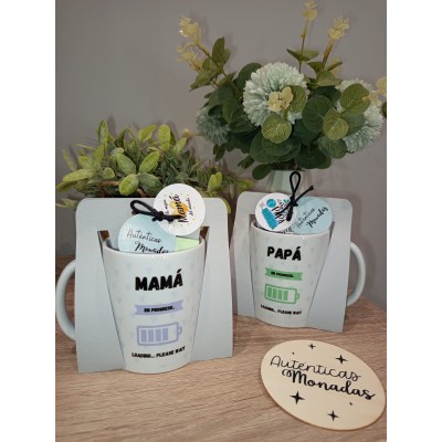 Pack de Tazas Personalizadas “Papá y Mamá Cargando…” con Nombres