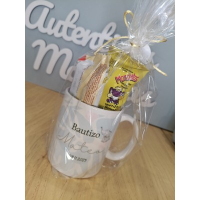 Taza Personalizada con Dulces y Llavero a Juego – Detalle para Eventos, Bodas, Comuniones o Cumpleaños