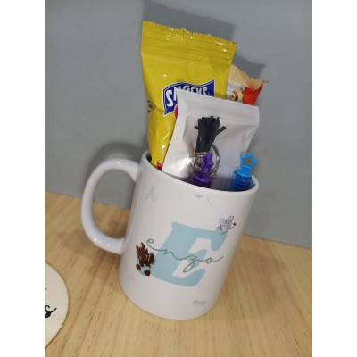 Taza Personalizada con Dulces y Llavero a Juego – Detalle para Eventos, Bodas, Comuniones o Cumpleaños