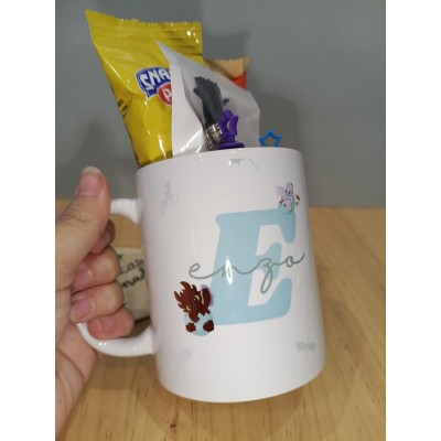 Taza Personalizada con Dulces y Llavero a Juego – Detalle para Eventos, Bodas, Comuniones o Cumpleaños