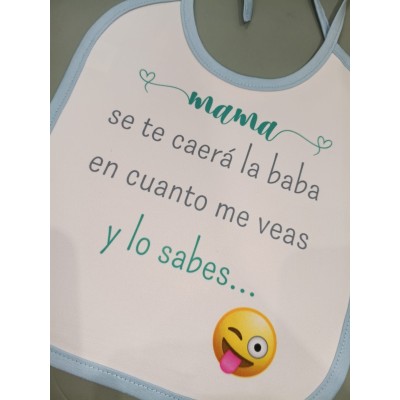 Babero bebé niño personalizado – “Mamá/Papá/Abuelo… se te cae la baba y lo sabes” | Regalo divertido para familia