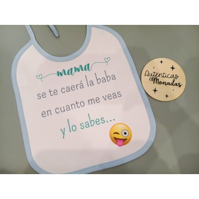 Babero bebé niño personalizado – “Mamá/Papá/Abuelo… se te cae la baba y lo sabes” | Regalo divertido para familia