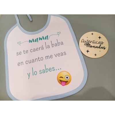 Babero bebé niño personalizado – “Mamá/Papá/Abuelo… se te cae la baba y lo sabes” | Regalo divertido para familia