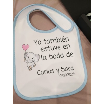 Babero bebé niño personalizado – “Yo también estuve en la boda de…” | Detalle para bodas