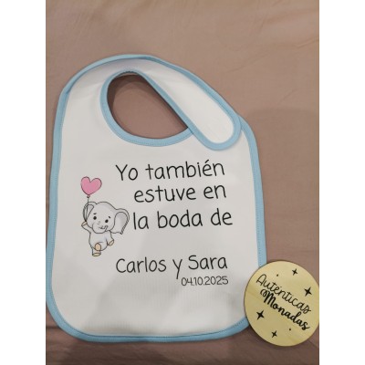 Babero bebé niño personalizado – “Yo también estuve en la boda de…” | Detalle para bodas