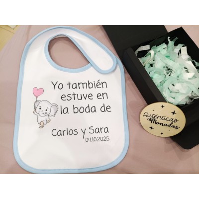 Babero bebé niño personalizado – “Yo también estuve en la boda de…” | Detalle para bodas