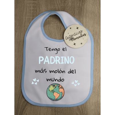 Babero bebé personalizado para niño – “Mi padrino es el más molón”