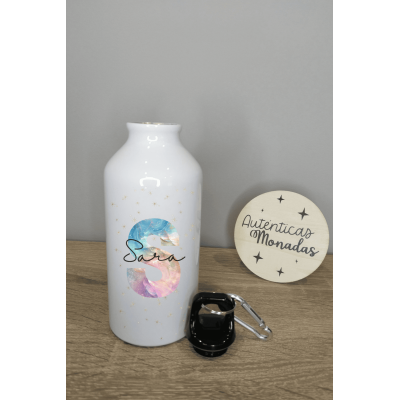 Bidón de aluminio 400 ml personalizable con nombre e inicial – Regalo para bodas, bautizos y comuniones