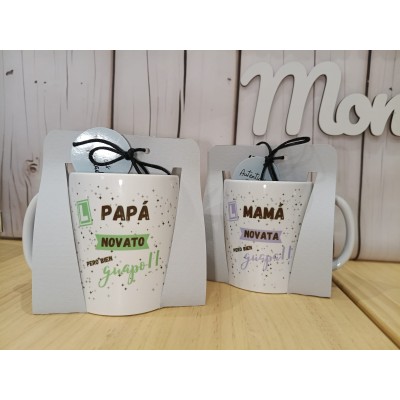 Pack de Tazas Personalizadas “Papá Novato y Mamá Novata” con Nombres
