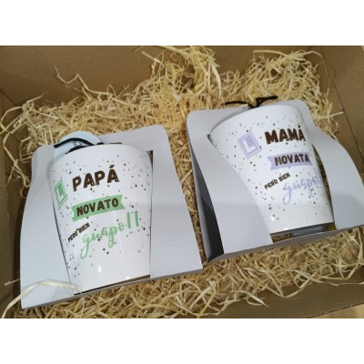 Pack de Tazas Personalizadas “Papá Novato y Mamá Novata” con Nombres