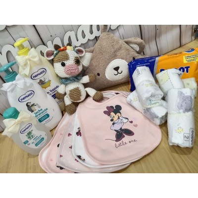 Cesta para Bebé Personalizada con Peluche Crochet | Mustela o Nenuco