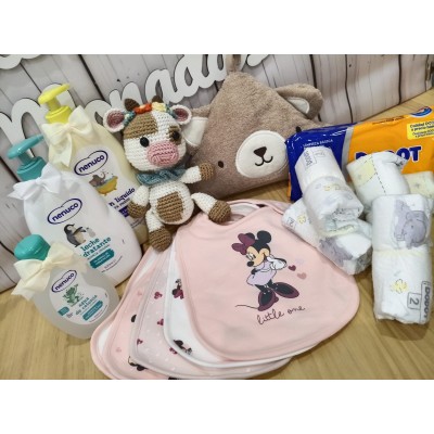 Cesta para Bebé Personalizada con Peluche Crochet | Mustela o Nenuco
