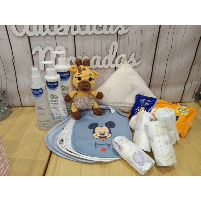 Cesta para Bebé Personalizada con Peluche Crochet | Mustela o Nenuco