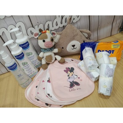 Cesta para Bebé Personalizada con Peluche Crochet | Mustela o Nenuco