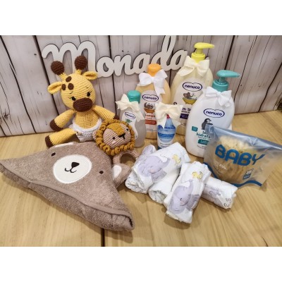 Cesta Personalizada Nenuco con Nombre en Cordón, Peluche y Mordedor | Bienvenido bebé