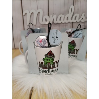Taza Navideña Personalizada Diseño Grinch con Nombre  Regalo Original de Navidad