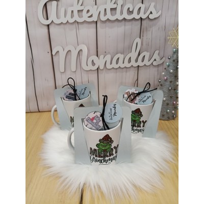 Taza Navideña Personalizada Diseño Grinch con Nombre  Regalo Original de Navidad