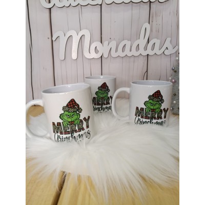 Taza Navideña Personalizada Diseño Grinch con Nombre  Regalo Original de Navidad
