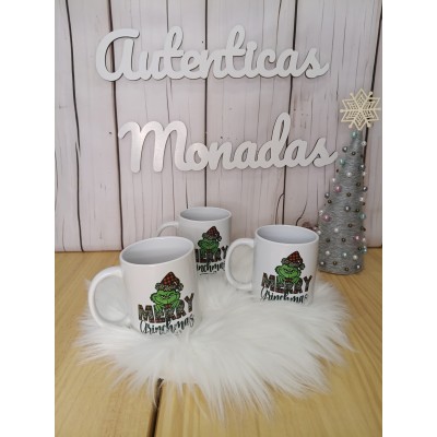 Taza Navideña Personalizada Diseño Grinch con Nombre  Regalo Original de Navidad