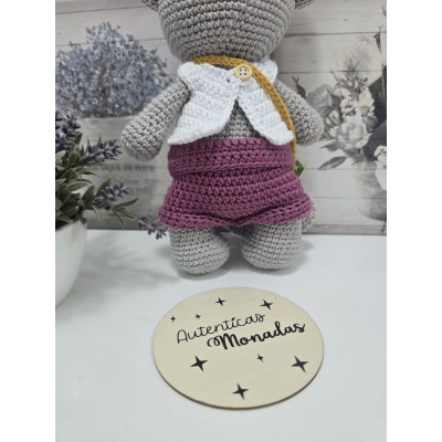 Koala crochet hecho a mano para bebé con bolsito  Amigurumi artesanal chica