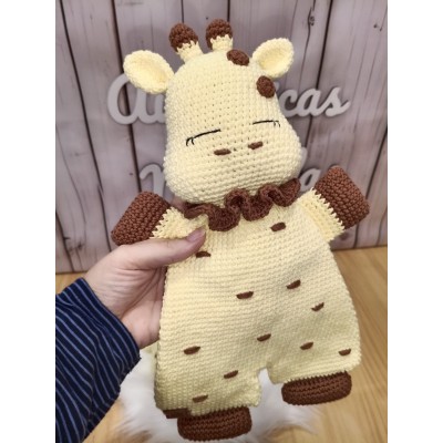 Pack manta de apego y sonajero jirafa hechos a mano | Crochet bebé personalizado