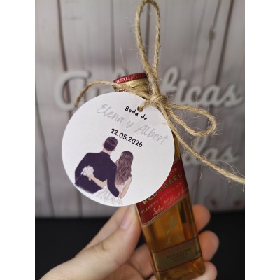 Mini botella de licor personalizada para eventos  Detalle original con etiqueta