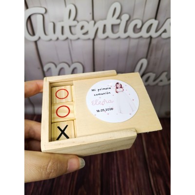 Tres en raya de madera personalizado | Regalo infantil para eventos
