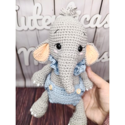 Muñeco Elefante de Crochet Hecho a Mano – Amigurumi Artesanal para Bebés