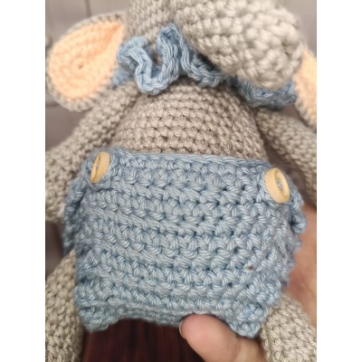 Muñeco Elefante de Crochet Hecho a Mano – Amigurumi Artesanal para Bebés
