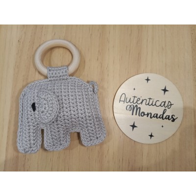 Mordedor Elefante de Crochet Hecho a Mano –Regalo bebé suave y Natural